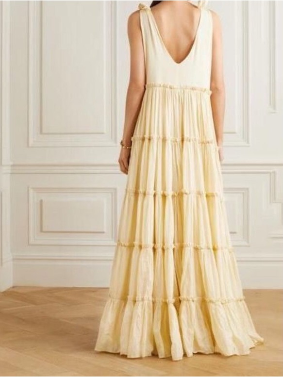 Nwt Innika Choo Rayleigh Grait Tiered Maxi Dress In Ivory Size 2/Medium — image 2 of 8